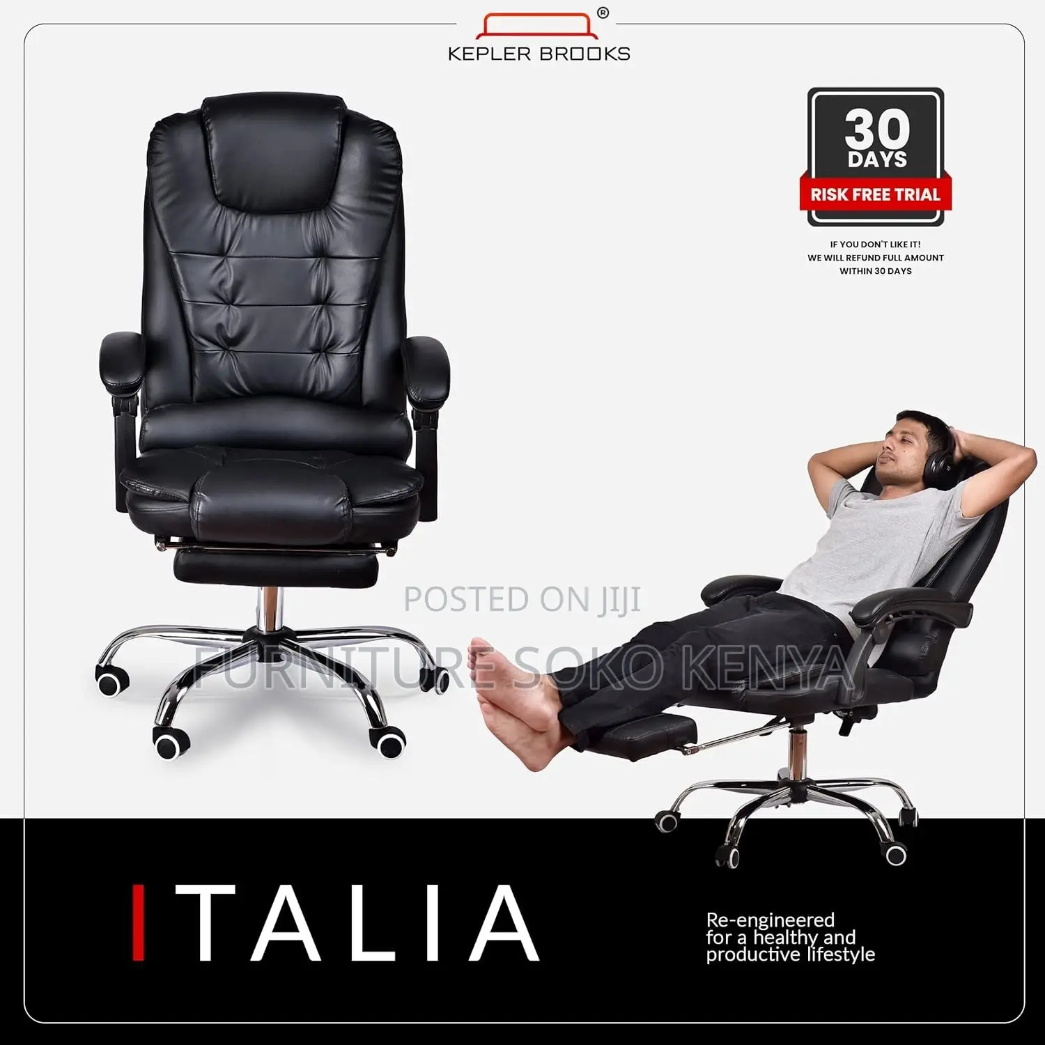 High Back Leather Chair | Ergonomic Home Office Chair