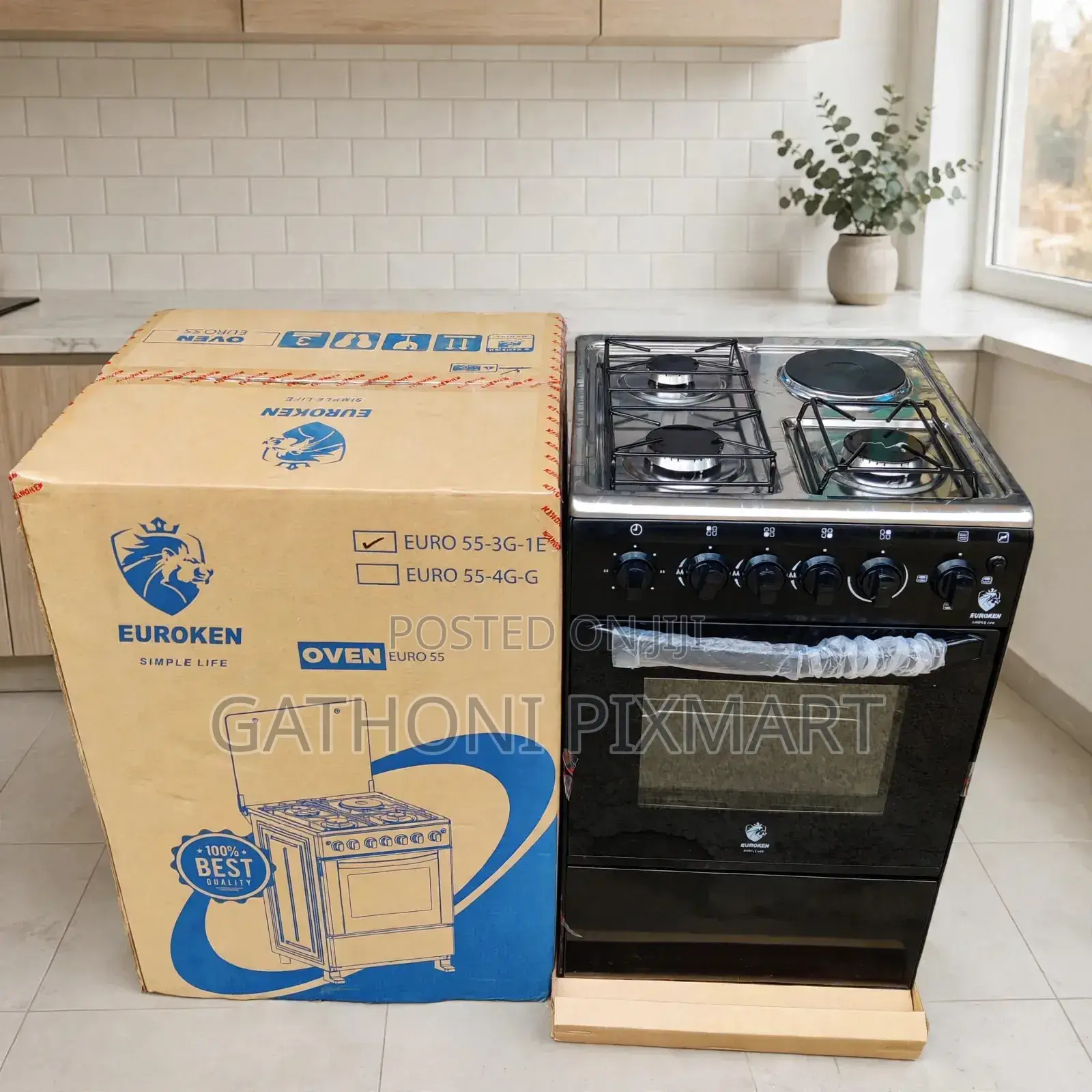 Euroken 50x55 Cooker With Gas Burners and Electric Plate