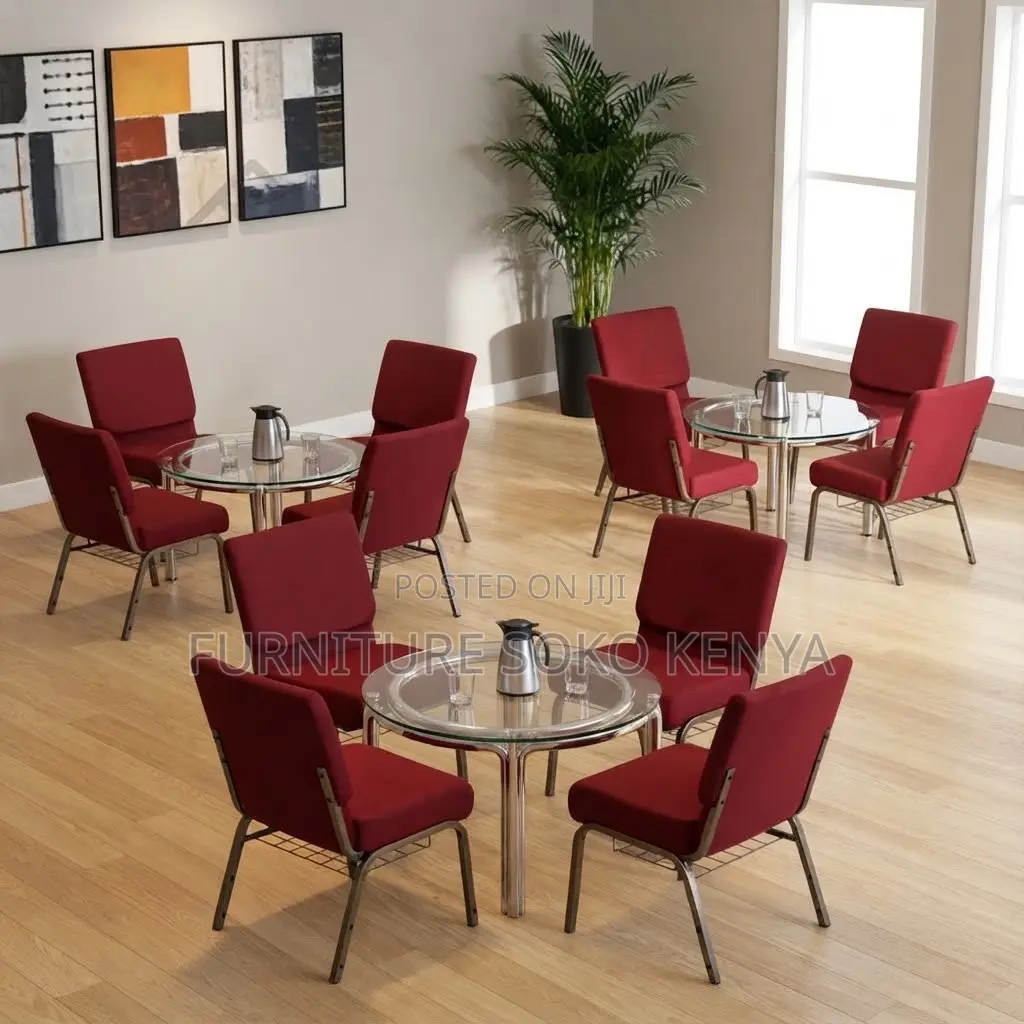 Church Heavy Chair | Red Fabricated Mid Back Seat