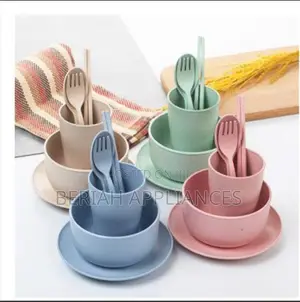 6pc Wheat Straw Kids Feeding Set