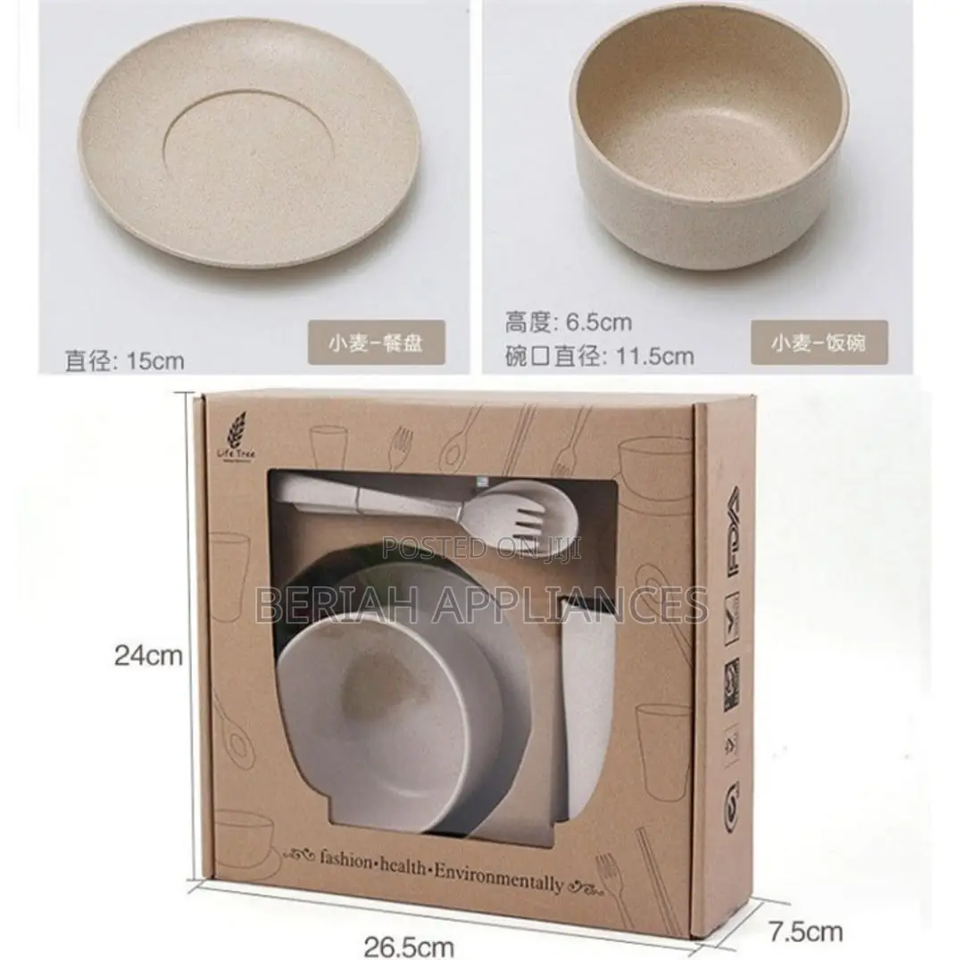 6pc Wheat Straw Kids Feeding Set
