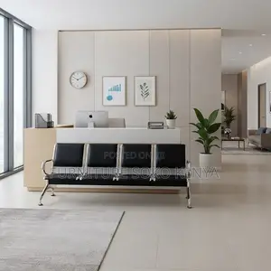 Visitors Benches | Three Seater Leather Metallic Bench