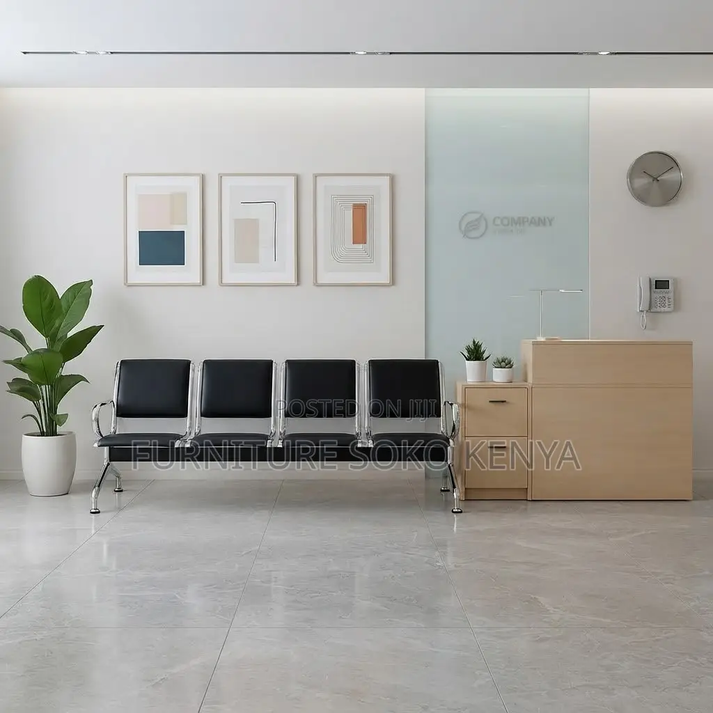 Visitors Benches | Three Seater Leather Metallic Bench