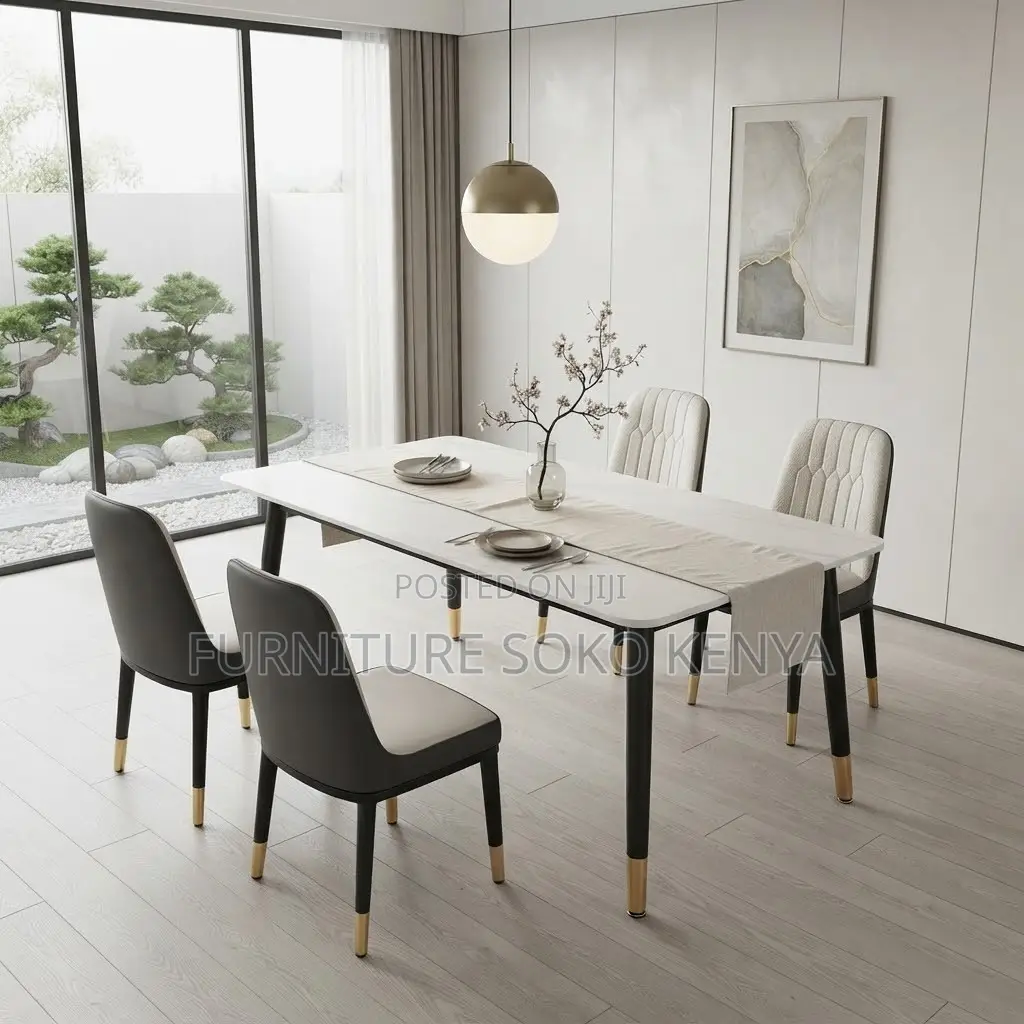 Hotel Dining Set | Four Seaters White Dining Table With Chairs