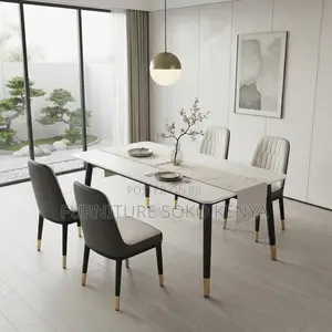 Hotel Dining Set | Four Seaters White Dining Table With Chairs