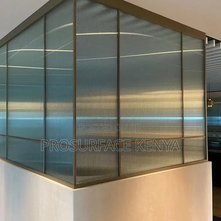 Modern Fluted Glass Film for Shopfront Interiors