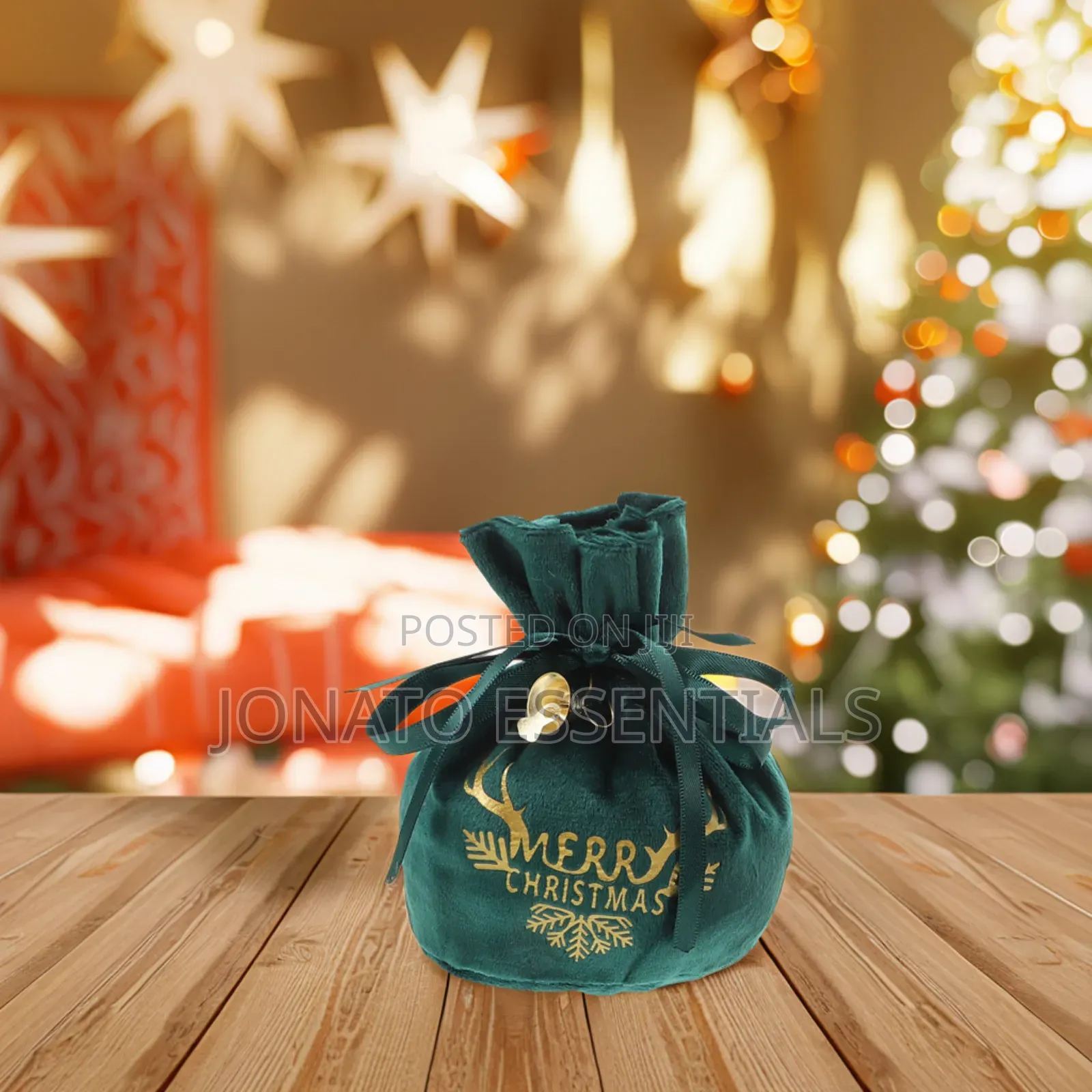 Velvet Christmas Gift Pouch Drawstring Holiday Apple Candy Bag