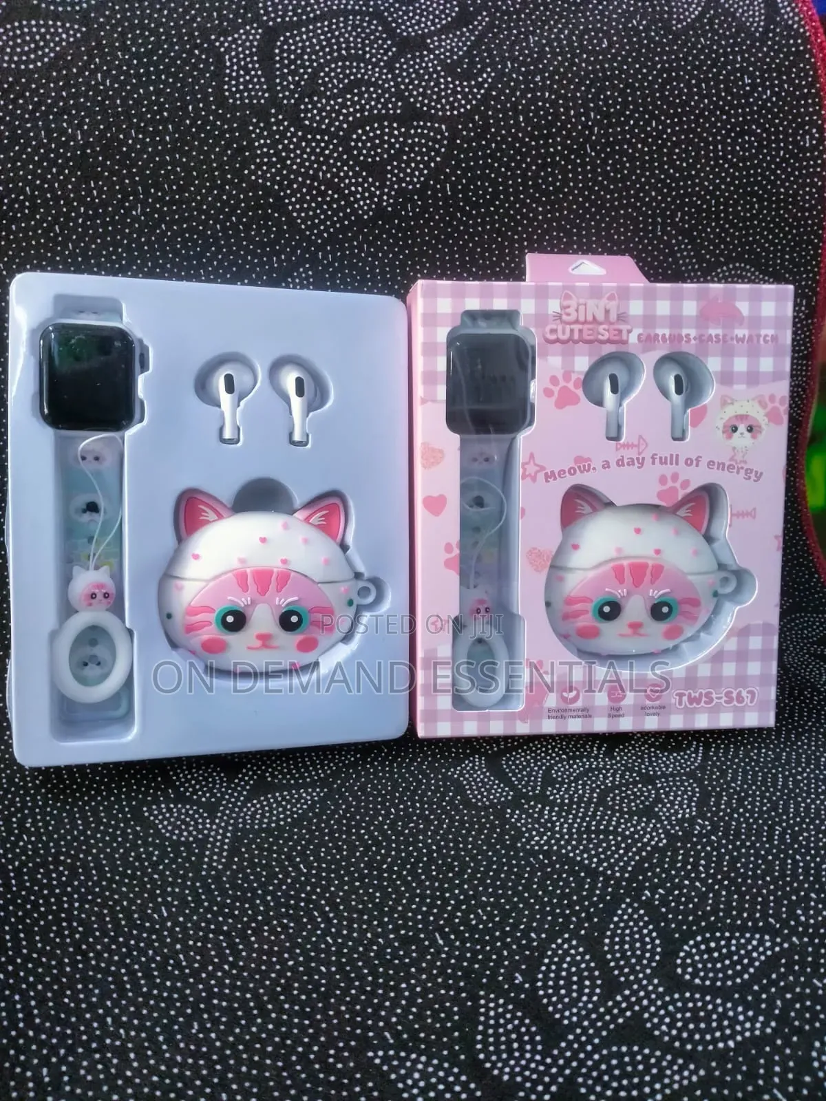 Cute Set Combo Labubu Case Smartwatch Earpods Case