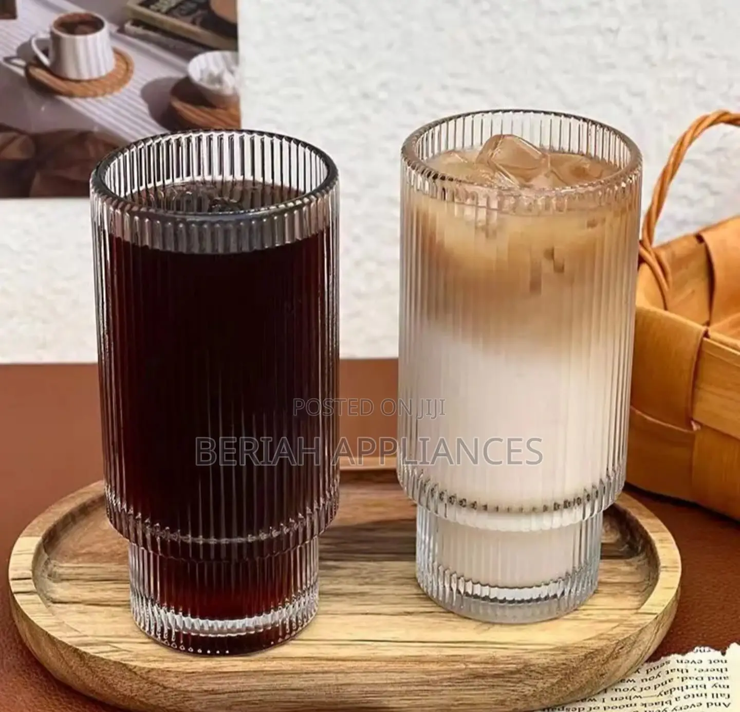 6pcs 350ml Ribbed Drinking Glasses