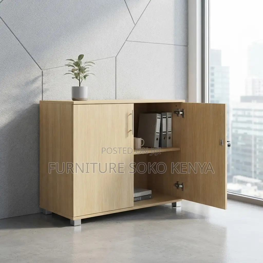Executive Credenza | Lockable Modern Brown Office Goods Cabinet