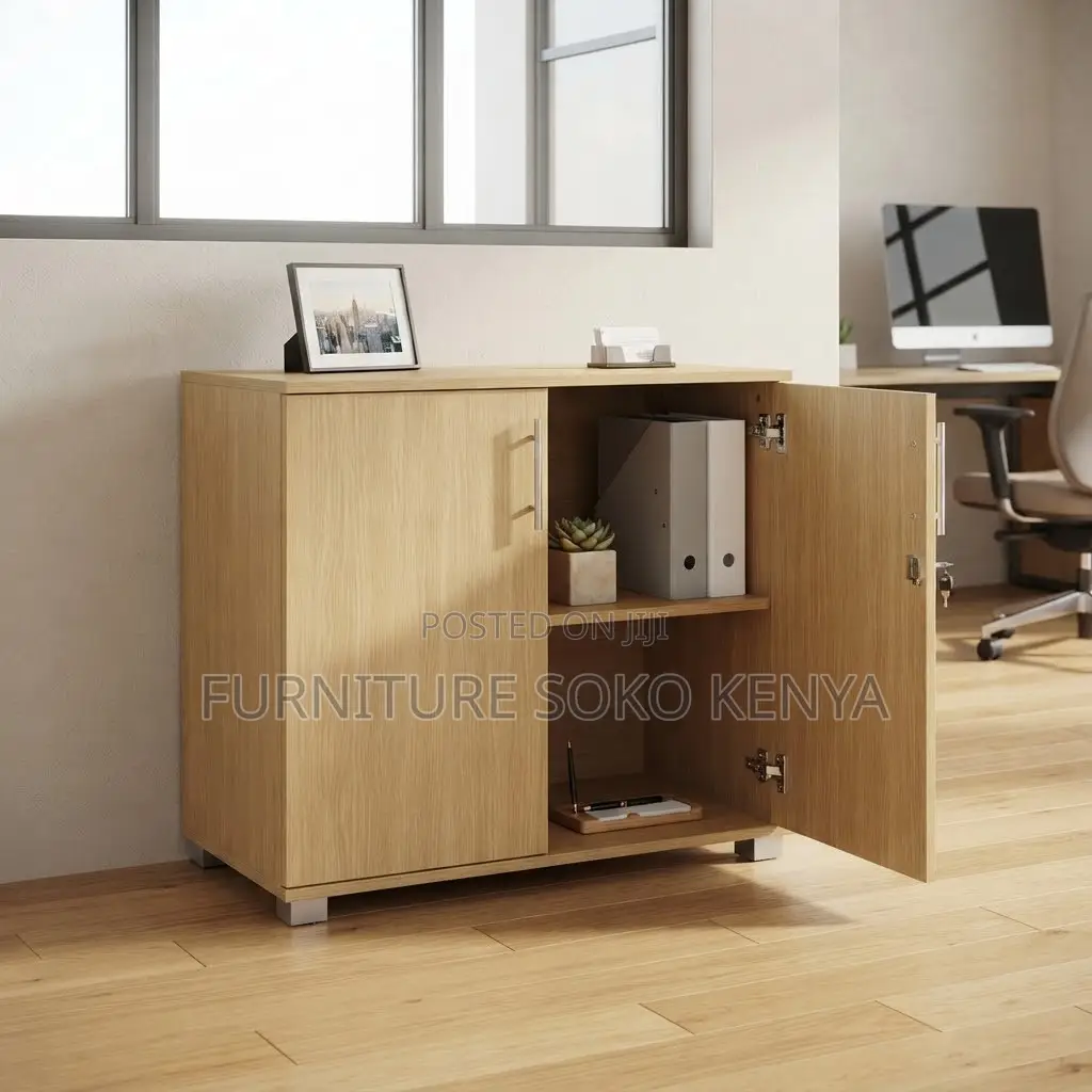 Executive Credenza | Lockable Modern Brown Office Goods Cabinet