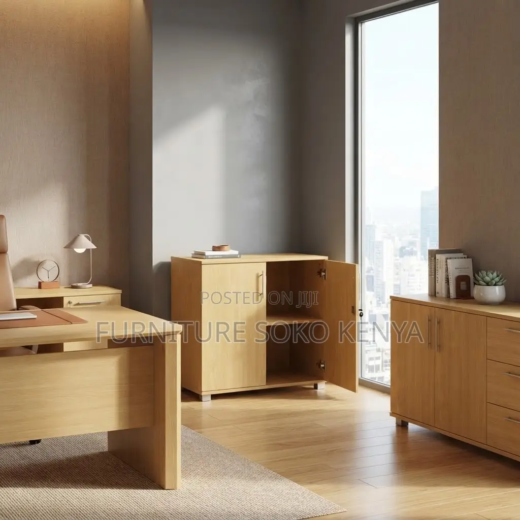 Executive Credenza | Lockable Modern Brown Office Goods Cabinet