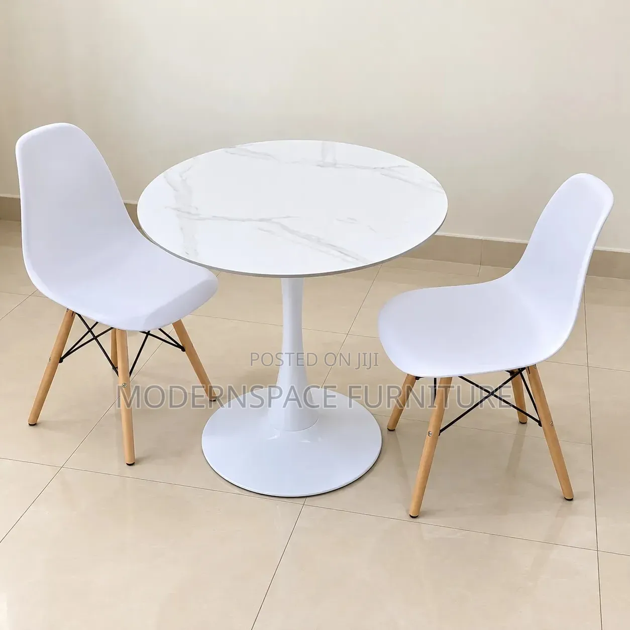 White Round Dining Table Set With 2 Chairs