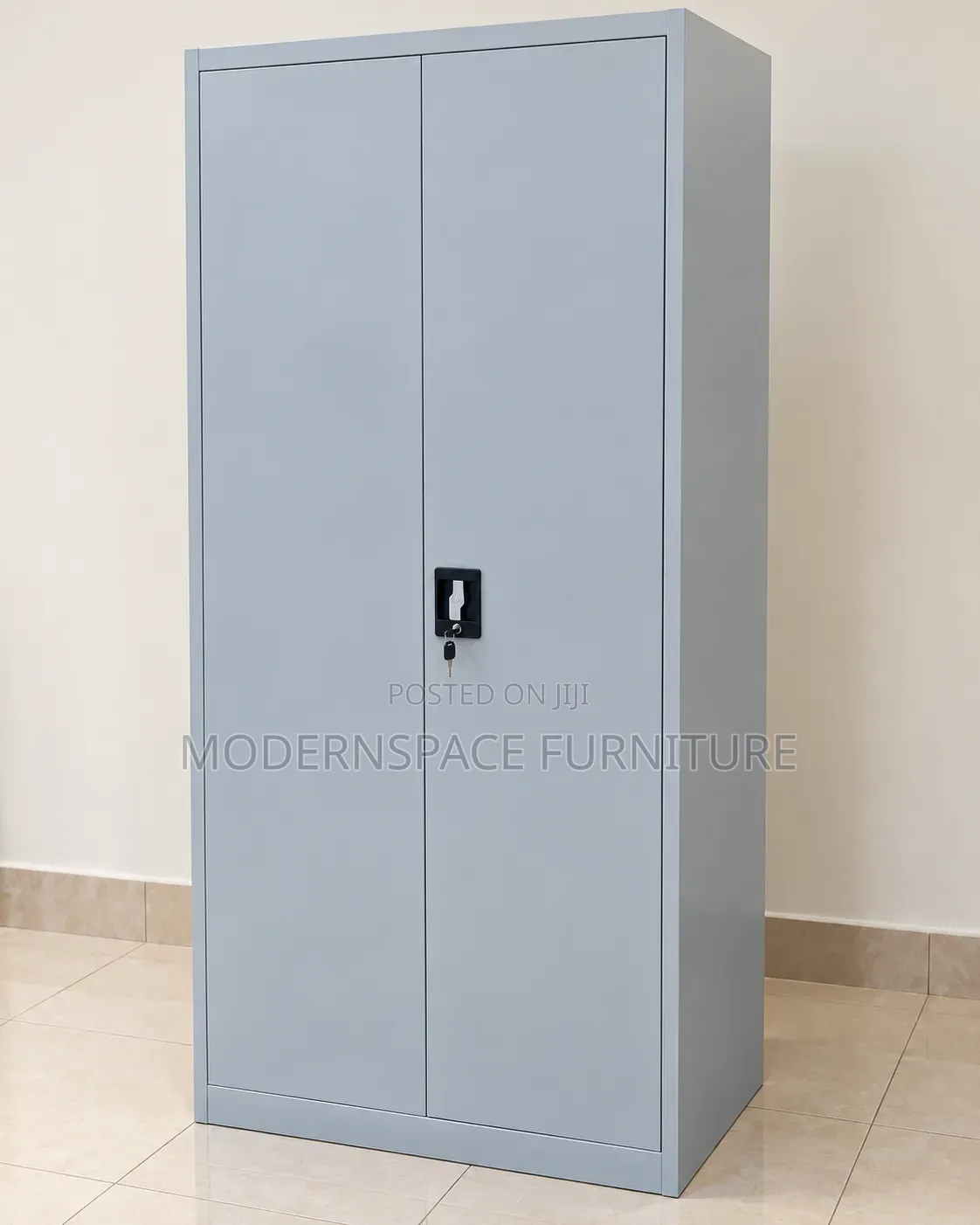 Grey Two-Door Steel Office Cabinet