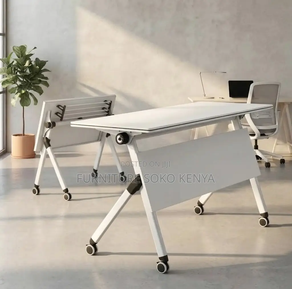 White Office Table | Training 1200MM Foldable Table With Wheels