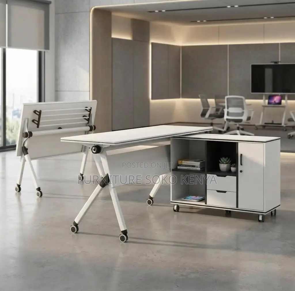 White Office Table | Training 1200MM Foldable Table With Wheels
