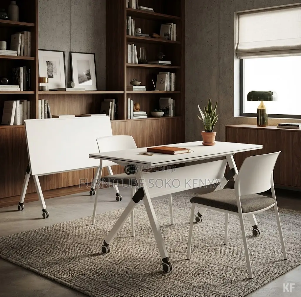White Office Table | Training 1200MM Foldable Table With Wheels