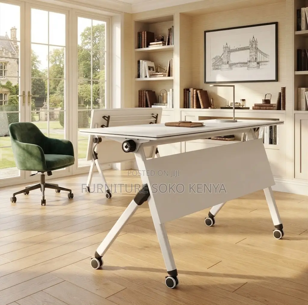 White Office Table | Training 1200MM Foldable Table With Wheels
