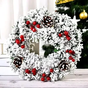 32cm Christmas Wreath Frosted Pine Cone Door Decoration