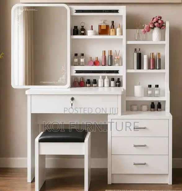 Elegant Modern Table | Wooden High White Dressing Vanity Set