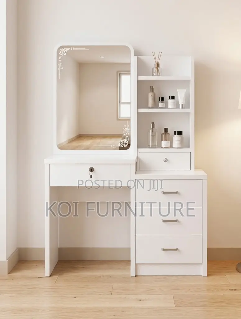Elegant Modern Table | Wooden High White Dressing Vanity Set