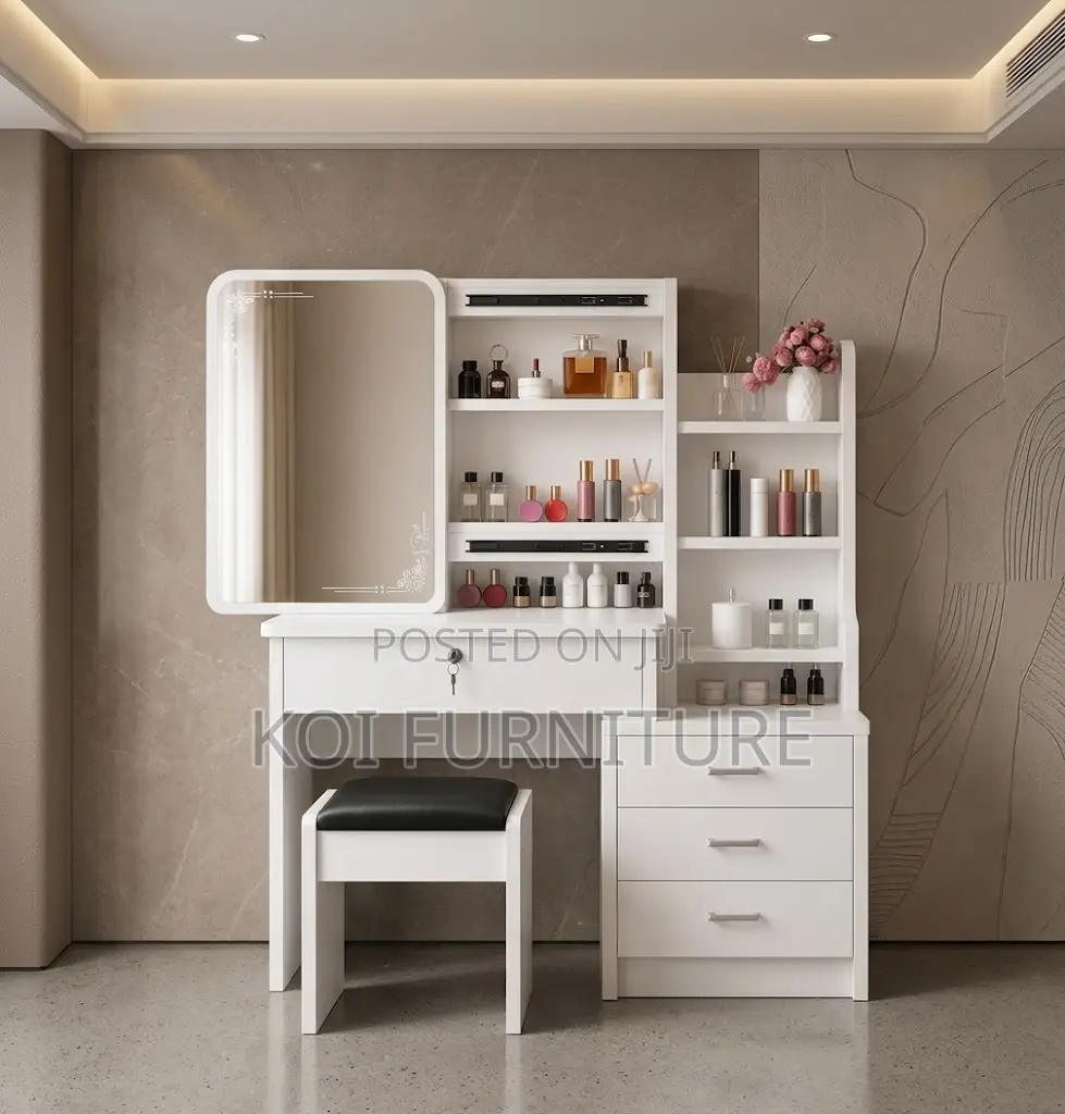 Elegant Modern Table | Wooden High White Dressing Vanity Set
