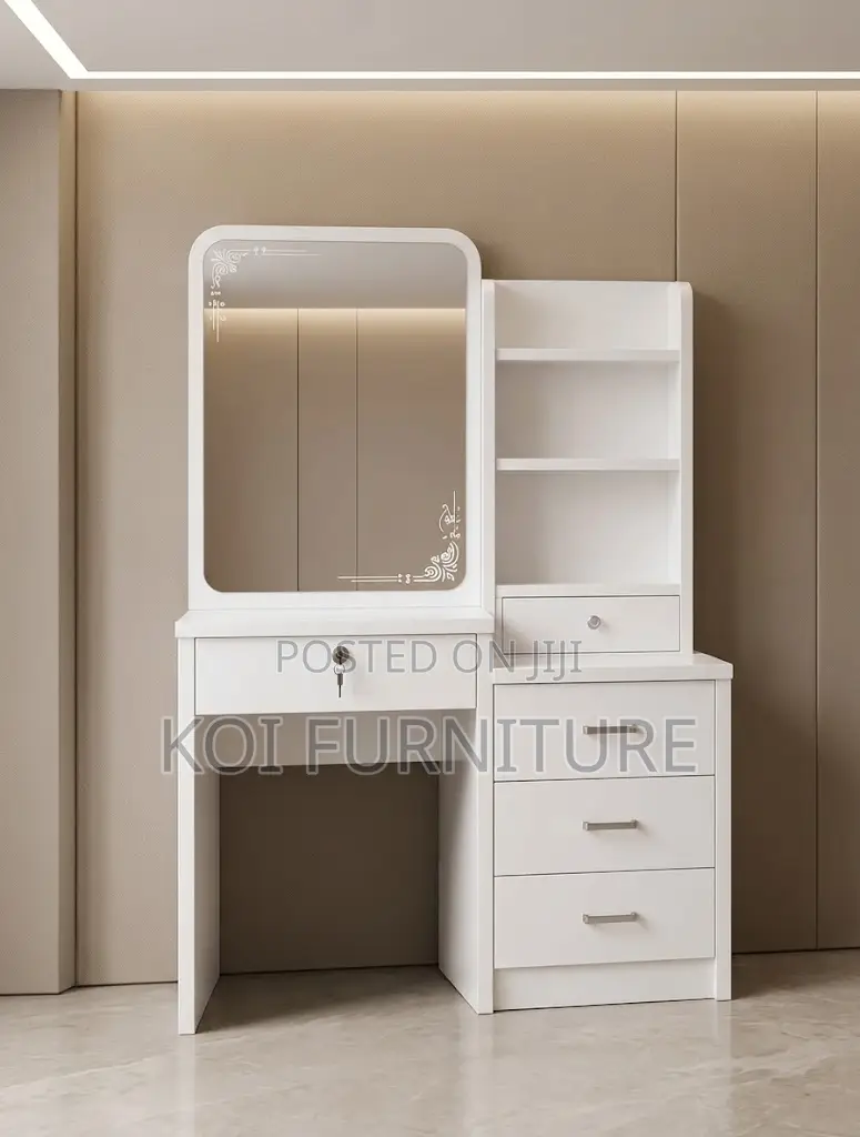 Elegant Modern Table | Wooden High White Dressing Vanity Set