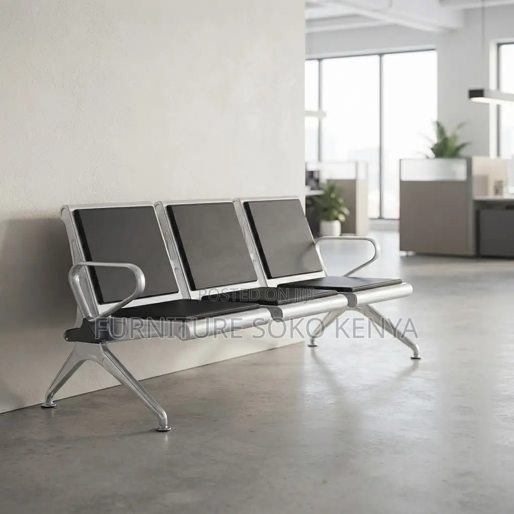 Padded Three Link Bench | Leather Bench With Metal Frame