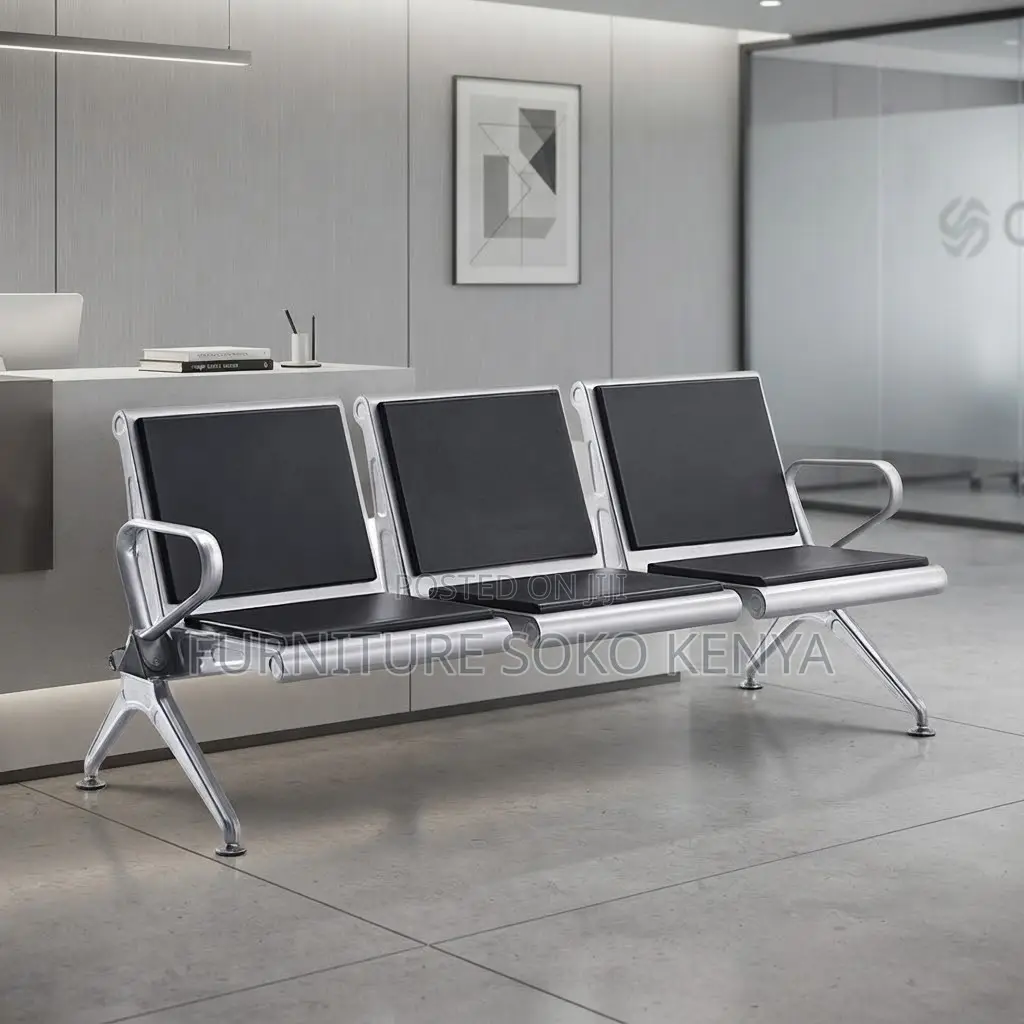 Padded Three Link Bench | Leather Bench With Metal Frame