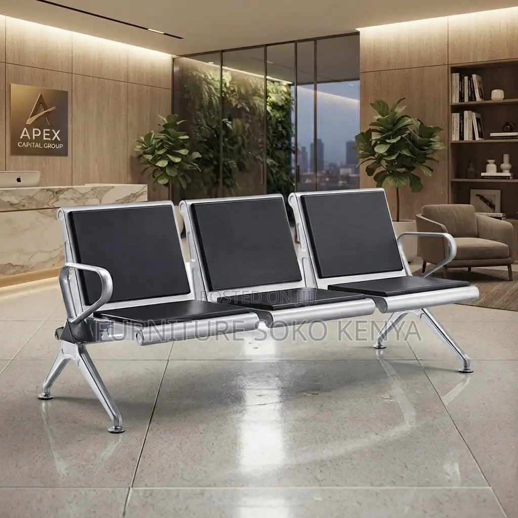 Padded Three Link Bench | Leather Bench With Metal Frame