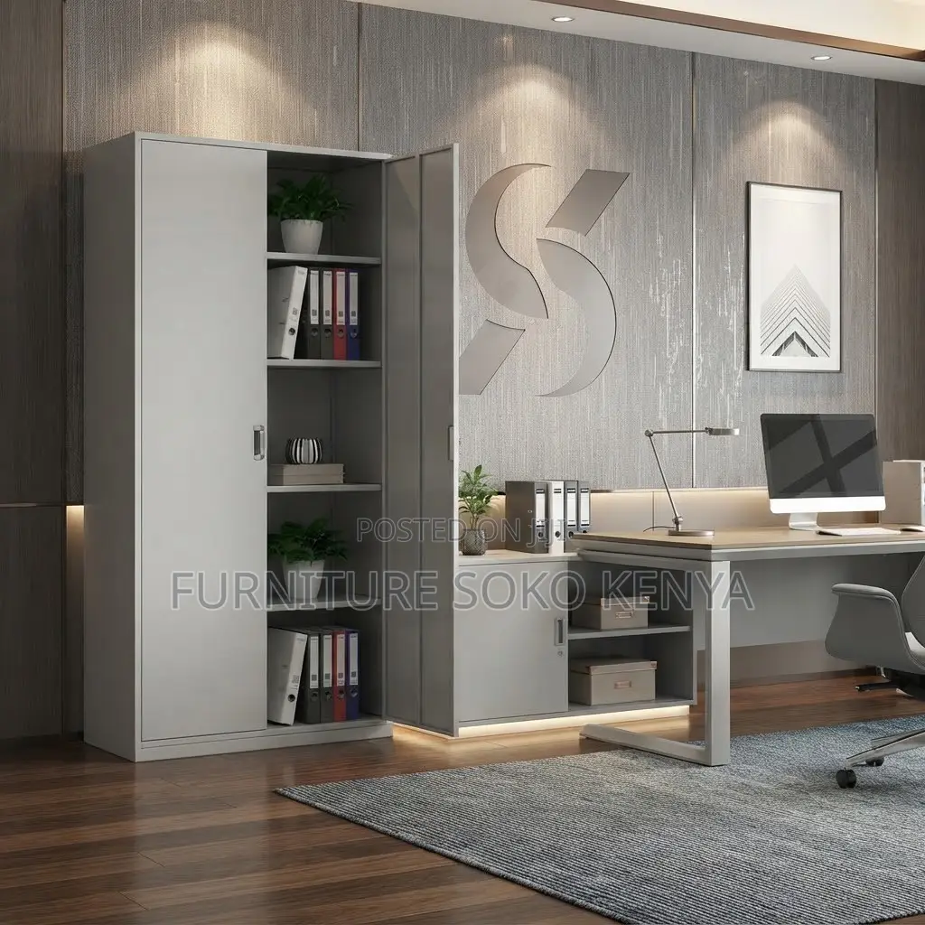 Gray Office Filing Cabinet | Five Adjustable Storage Cabinet