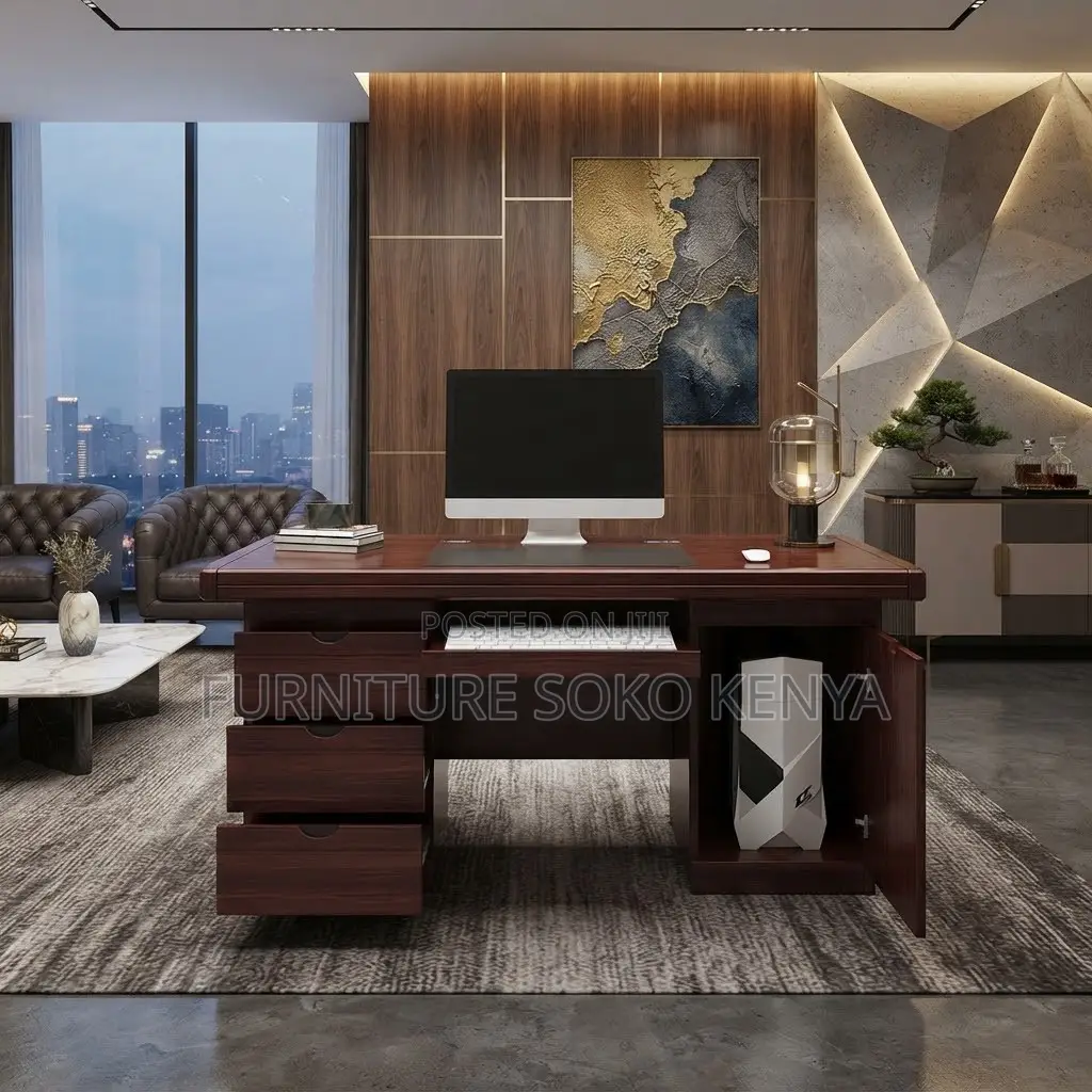 Executive 1400mm Mahogany High Desk | Home Office Use Table