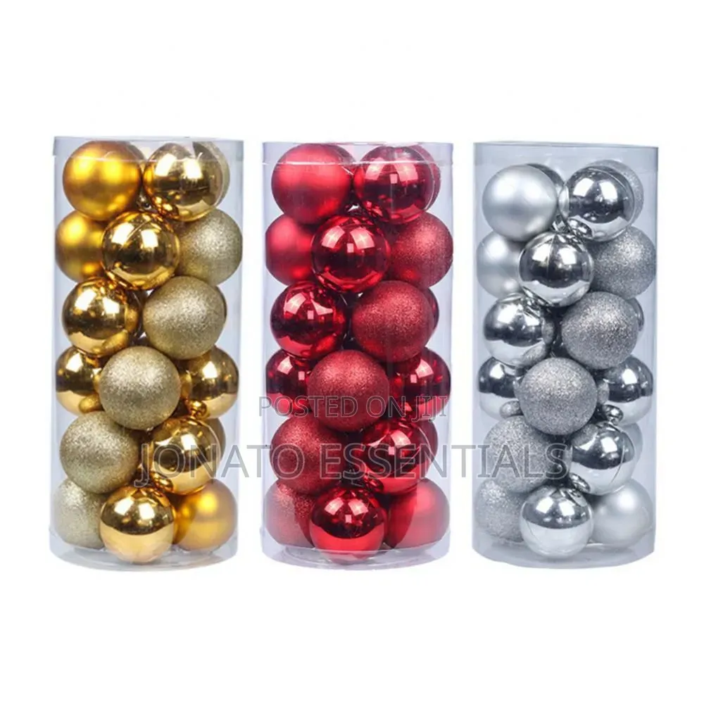 Christmas Tree Decorations Baubles 24 Piece Set 6cm, Decoration Balls