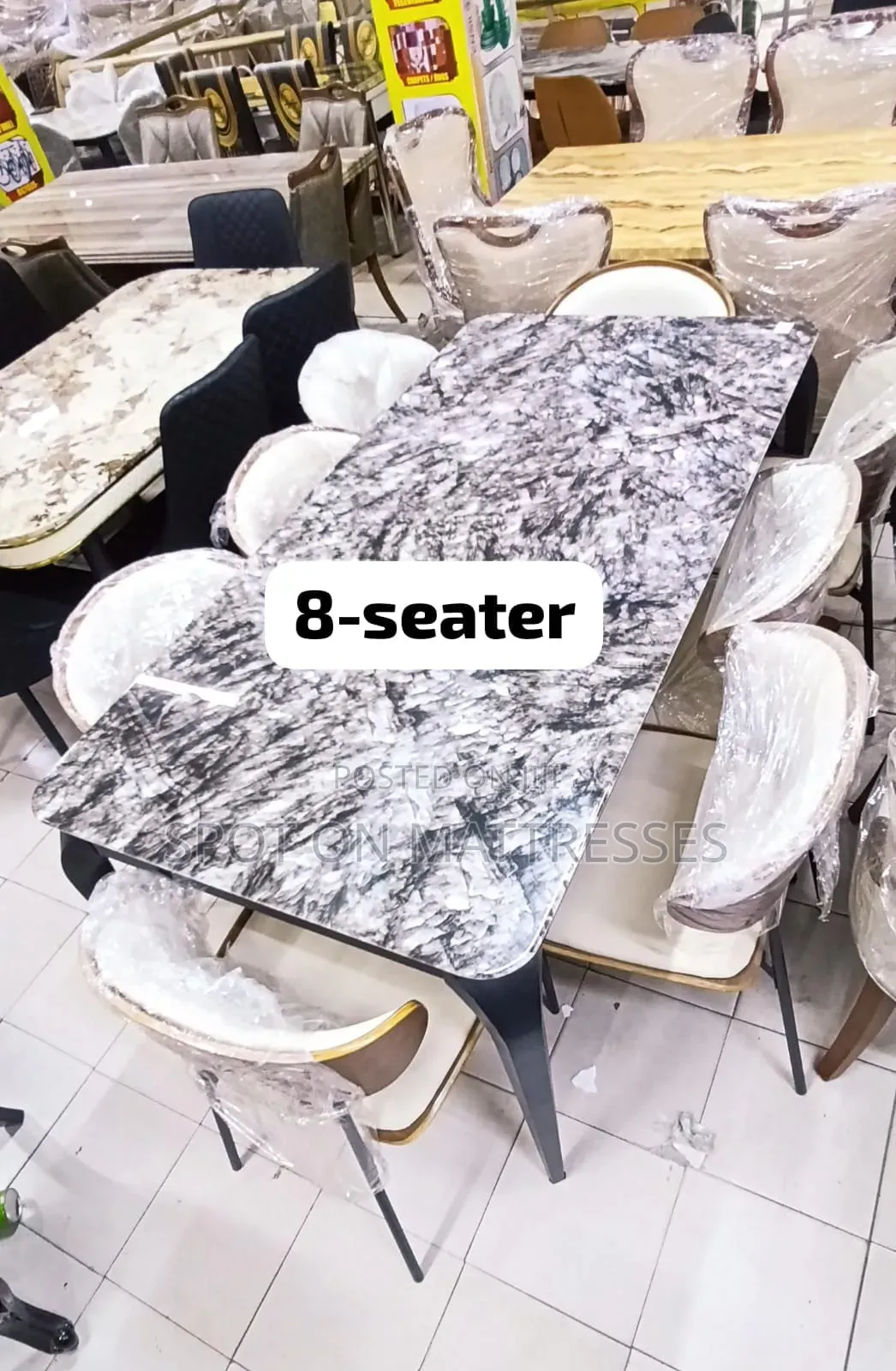 Exquisite 8-Seater Family Dining Set. Marble Table With Leather Chairs