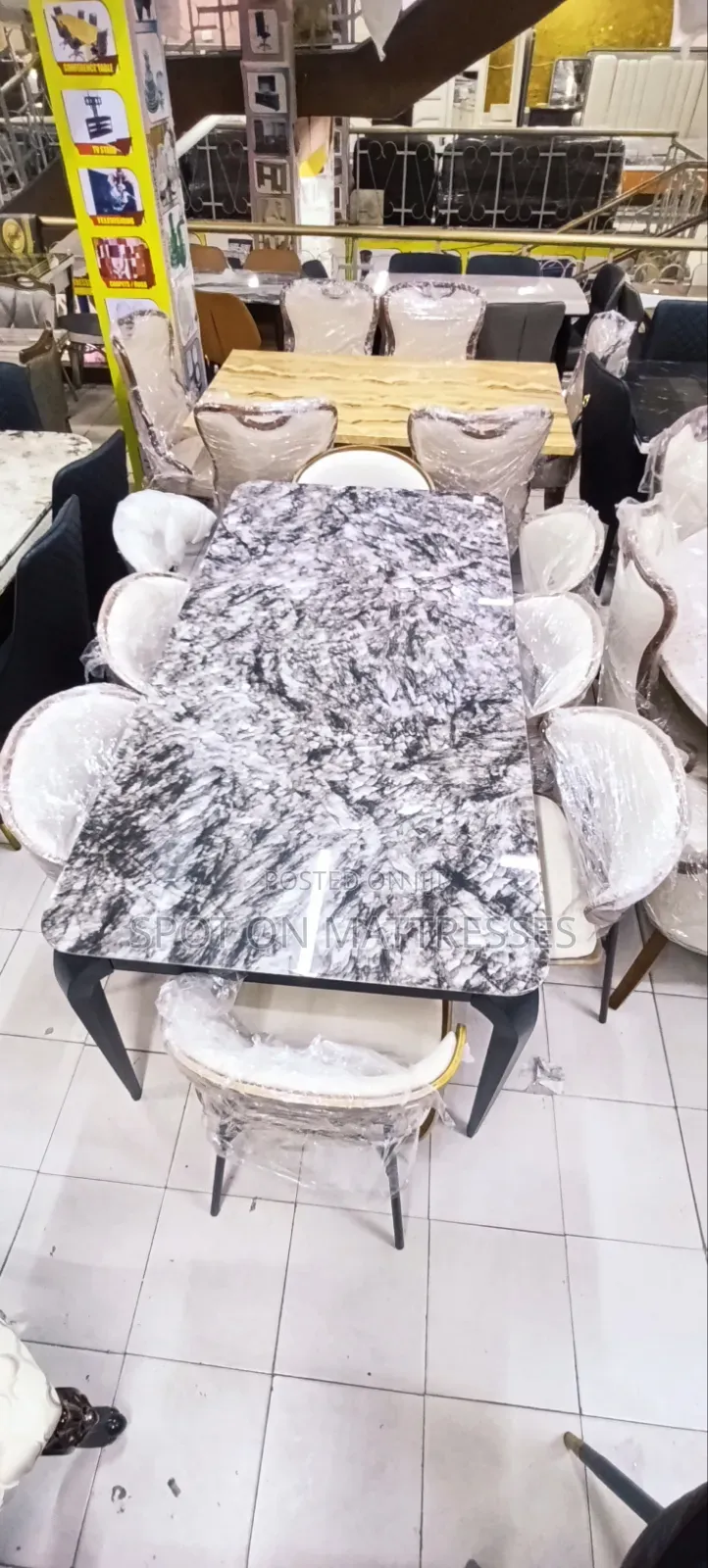 Exquisite 8-Seater Family Dining Set. Marble Table With Leather Chairs