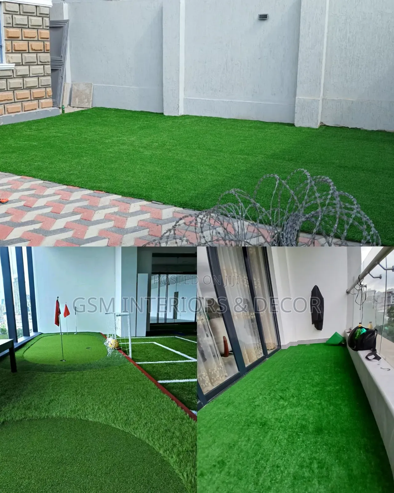 Artificial Green Grass Carpets on Fine Gravel for Outdoor Fittingz