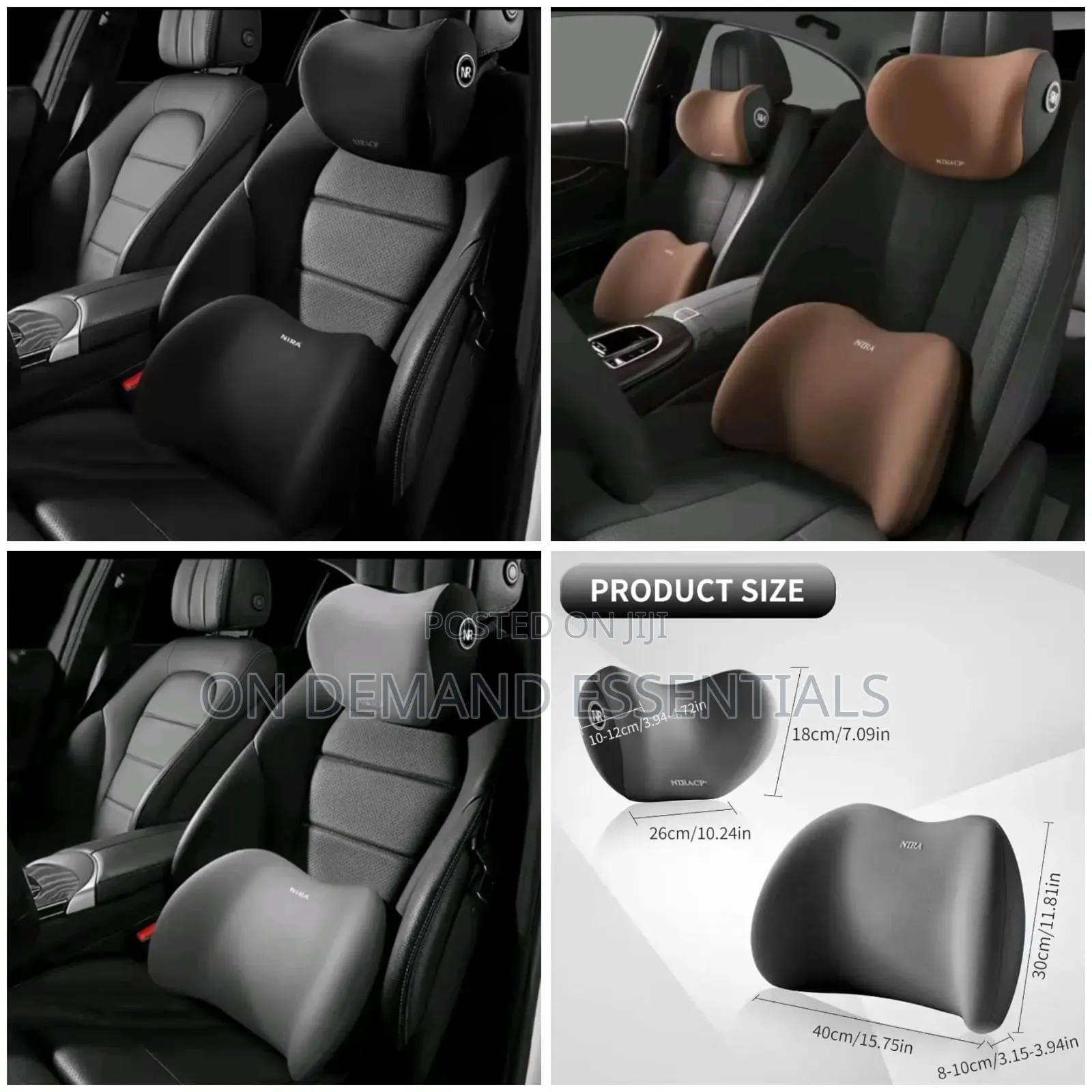 2-Piece Memory Foam Car Headrest and Lumbar Support Pillow Set