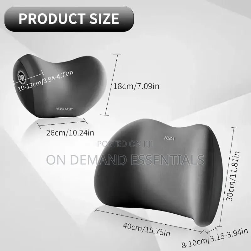 2-Piece Memory Foam Car Headrest and Lumbar Support Pillow Set