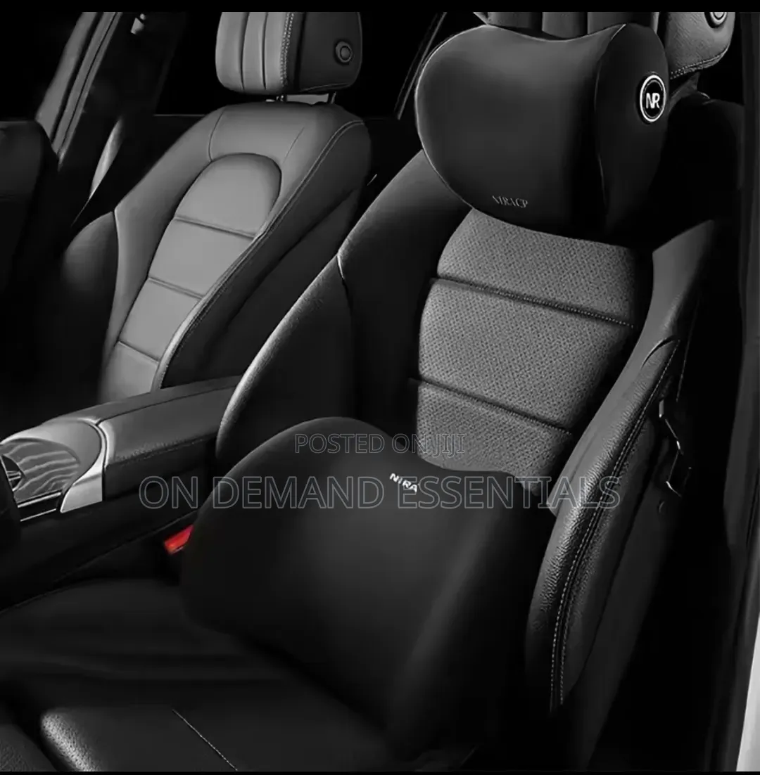 2-Piece Memory Foam Car Headrest and Lumbar Support Pillow Set
