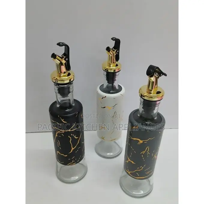 Marble Glass Oil and Vinegar BottleElegant Kitchen Condiment Dispenser