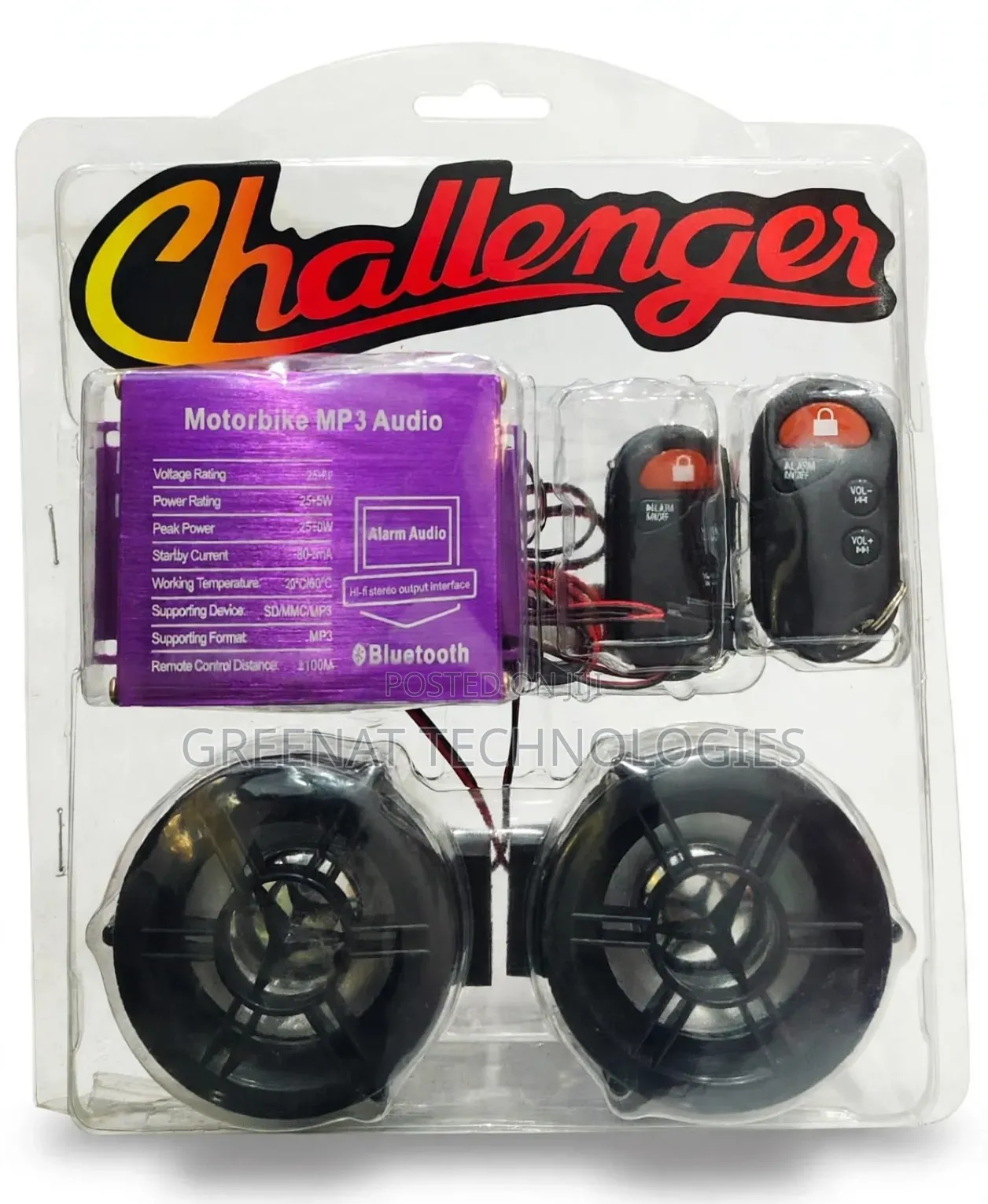Challenger Motorbike MP3 Audio Bluetooth Speaker Alarm System 25+5W