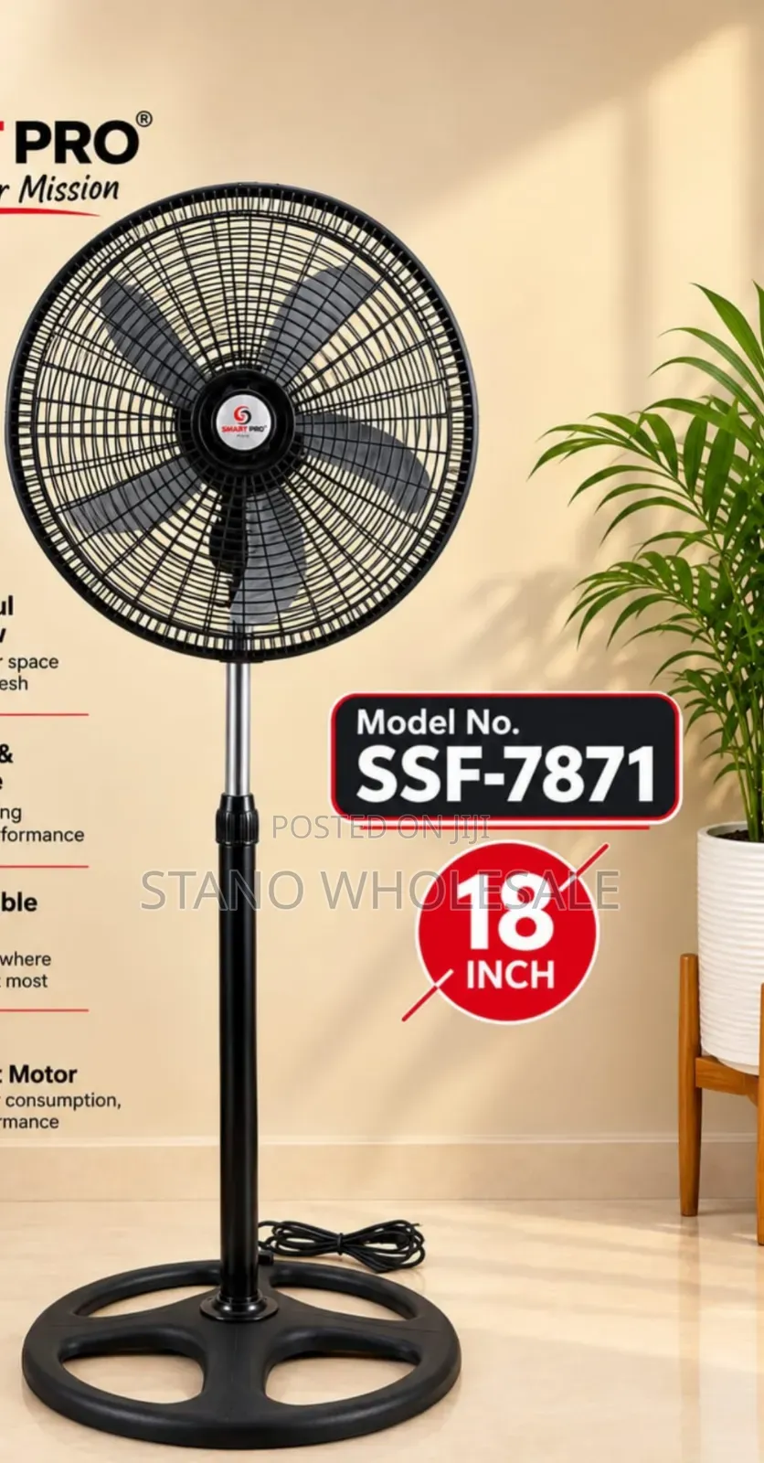 18nch Standing Fan Black
