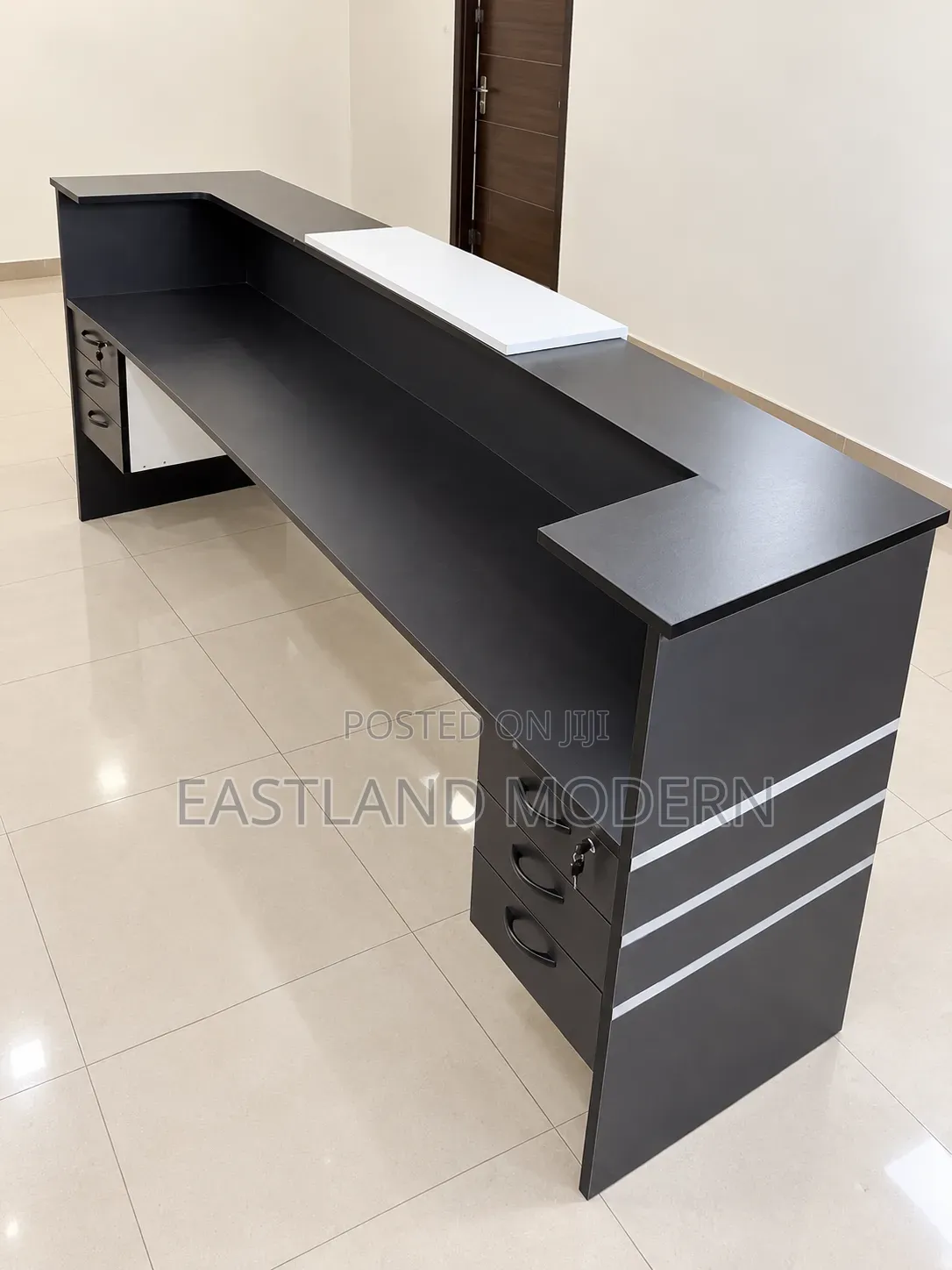Modern Grey and White Reception Desk for Office and Business