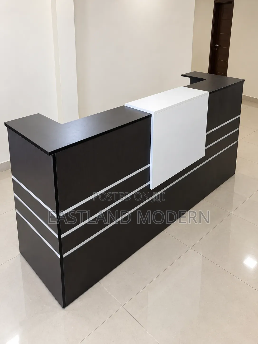 Modern Grey and White Reception Desk for Office and Business