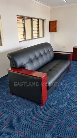 Black Leather Office Sofa