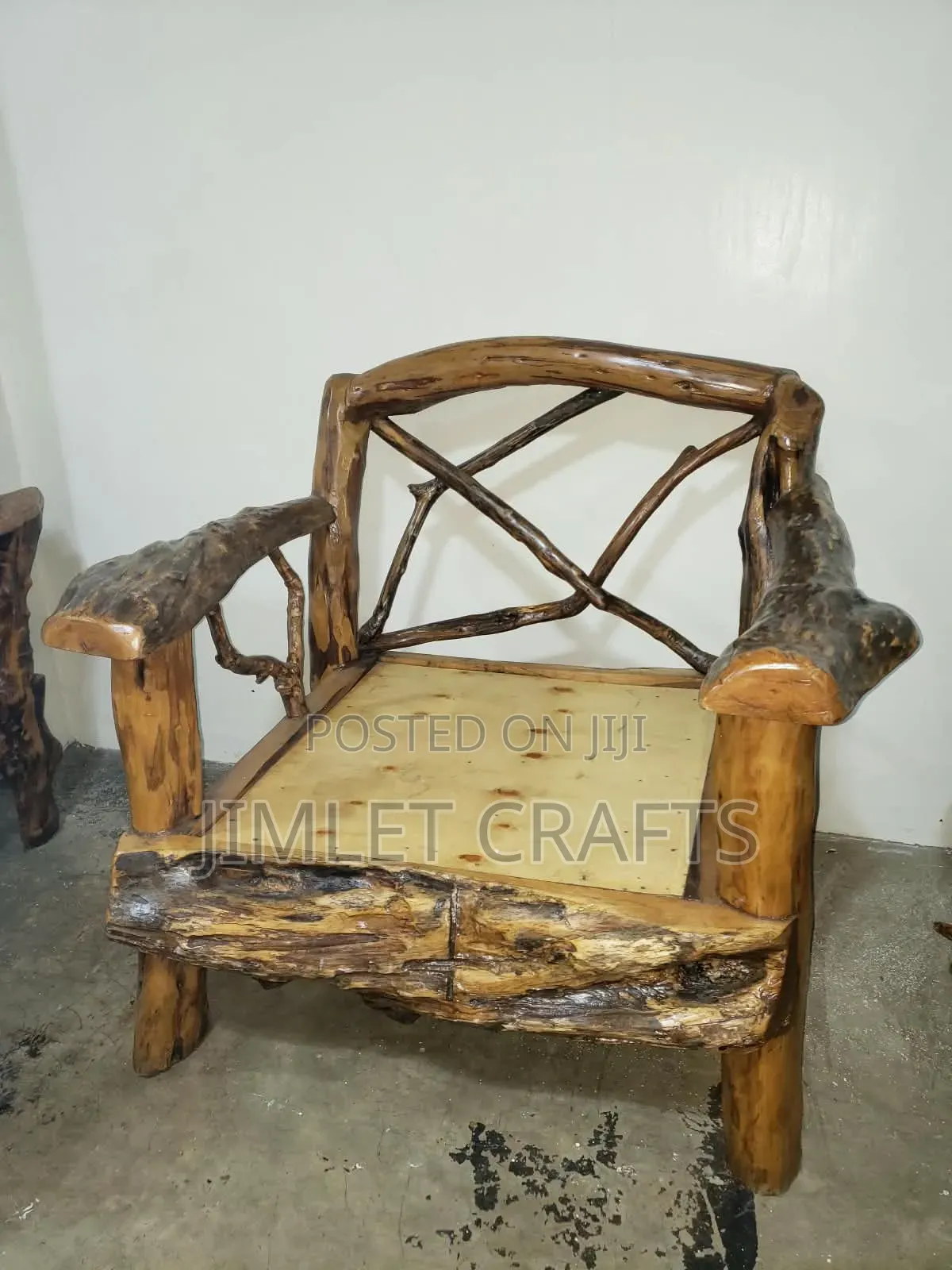 Rustic Natural Wood Armchair