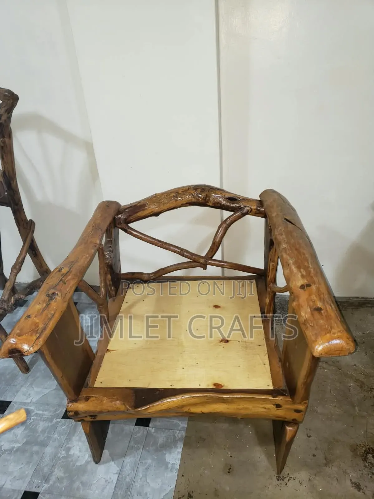 Rustic Natural Wood Armchair