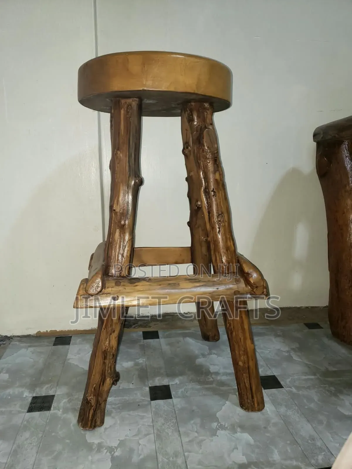 Rustic Natural Wood Log Bar Stools