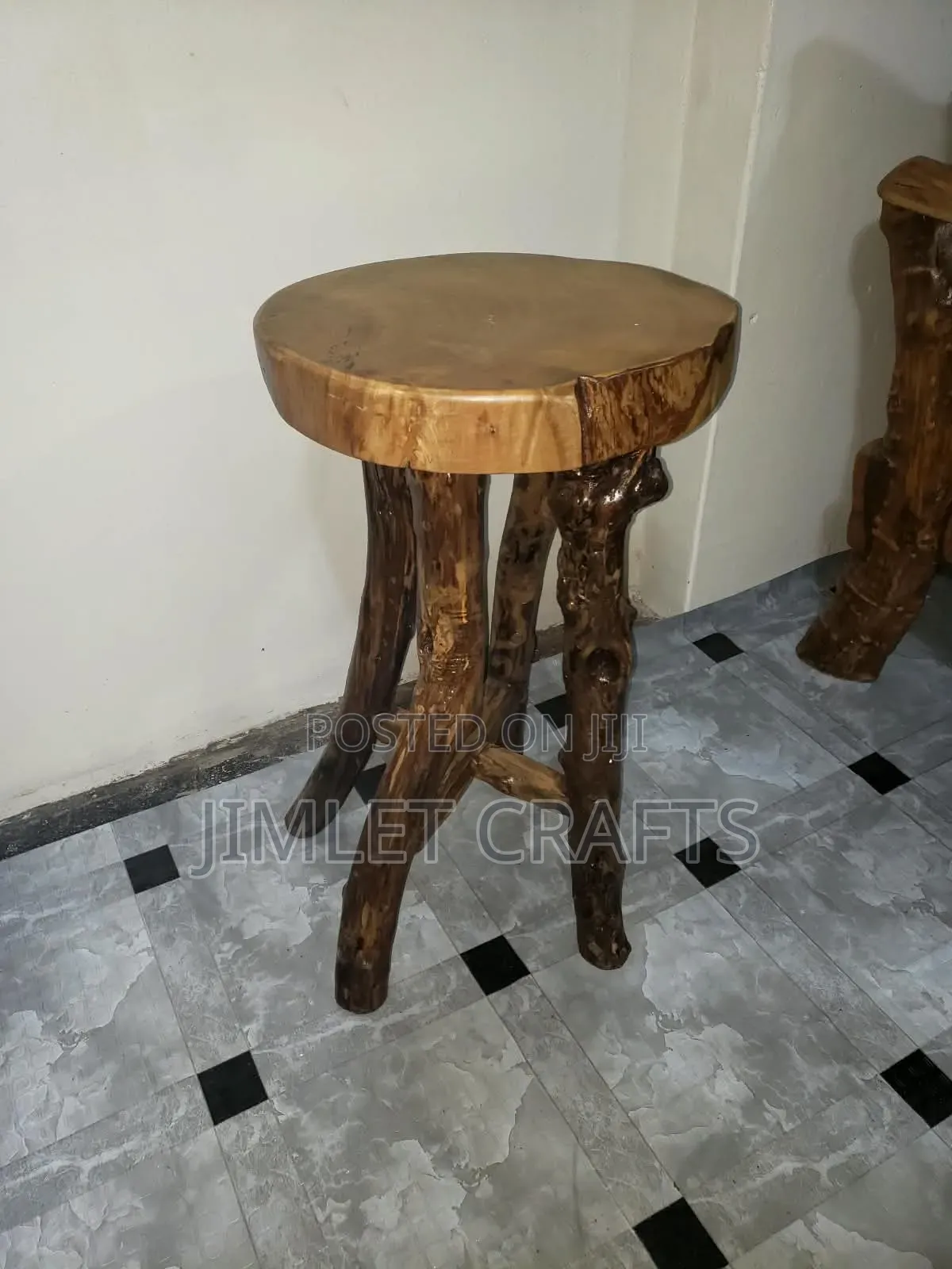 Rustic Natural Wood Log Bar Stools