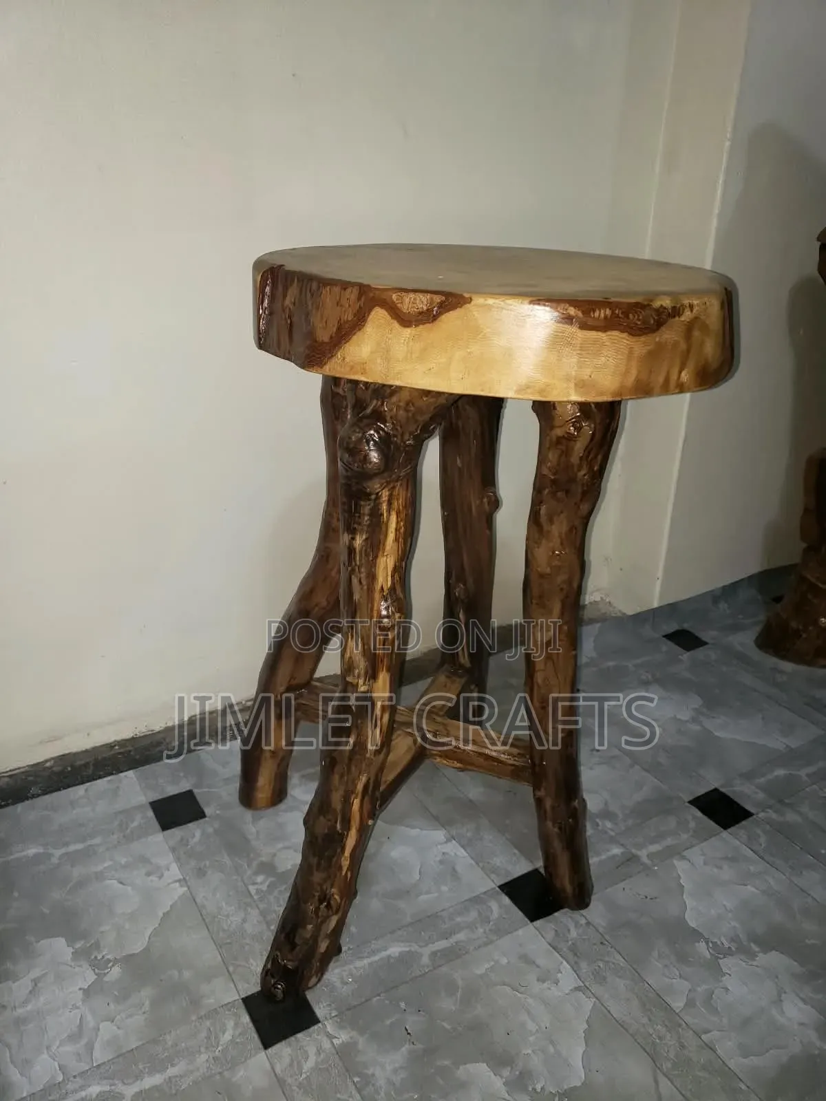 Rustic Natural Wood Log Bar Stools